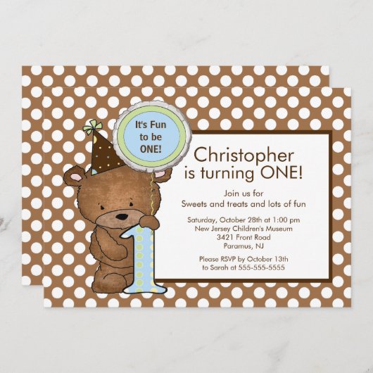 Beer nummer één 1e verjaardag uitnodiging (Voorkant / Achterkant)