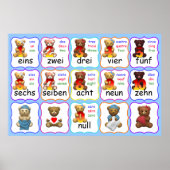 Beer Nummers Onderwijs, getallen, Engels, Frans, Poster (Voorkant)