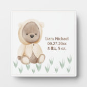 Beer Nursery Geboorte Stat Waterverf Rustieke Aand Fotoplaat (Voorkant)