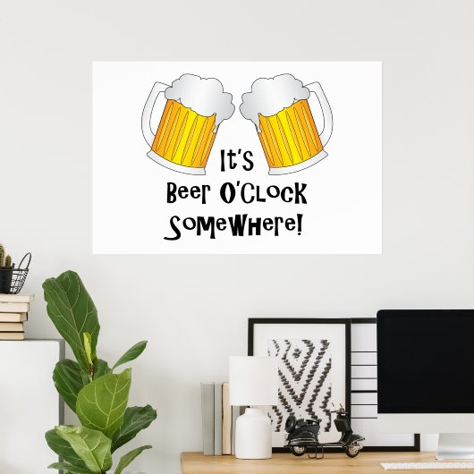 Beer O'Clock ergens anders grappny Poster (Thuiskantoor)