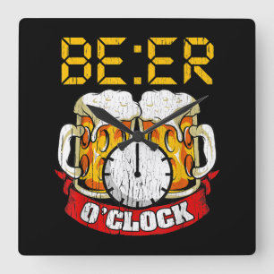 Beer O'clock Funny Drinking Adult Humor Vierkante Klok