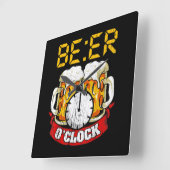 Beer O'clock Funny Drinking Adult Humor Vierkante Klok (Hoek)