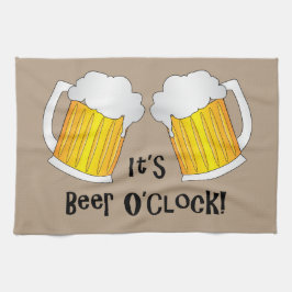 Beer O'Clock Funny Verjaardagsfeest BBQ Handdoek