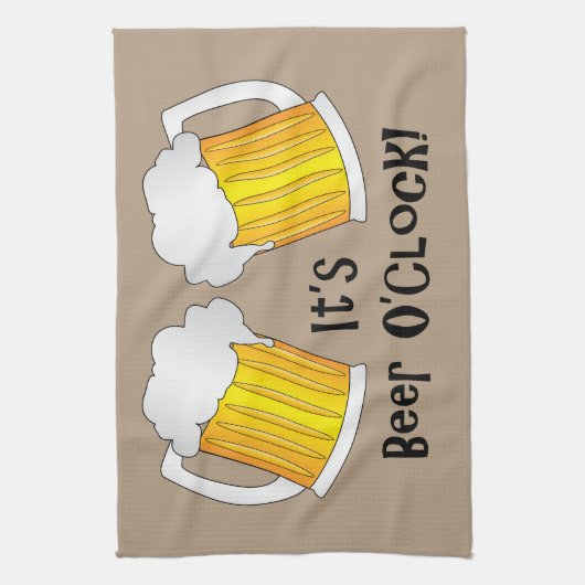 Beer O'Clock Funny Verjaardagsfeest BBQ Handdoek (Verticaal)