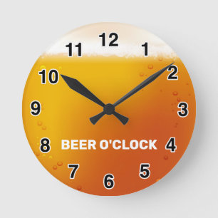 BEER O'CLOCK ROUND Wall Clock Ronde Klok