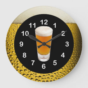 Beer O'Clock Wall Clock Gold Amber Grote Klok