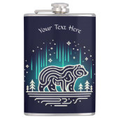 Beer onder Aurora Lights Heupfles (Voorkant)