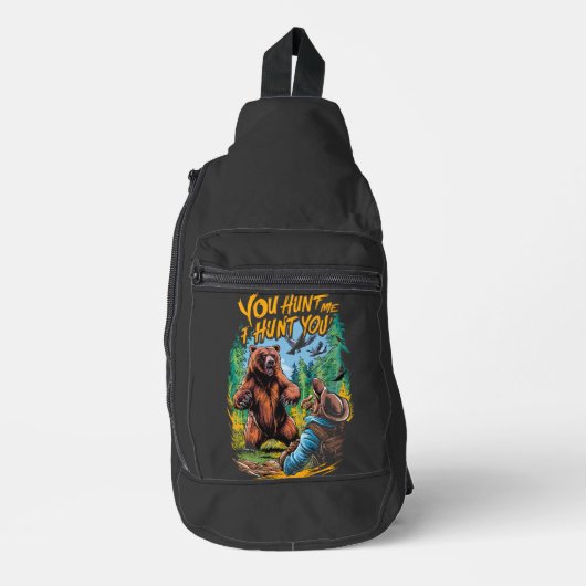 Beer Ontmoeting in de Bossen Grappig Beer Jacht Sling Bag (Voorkant)
