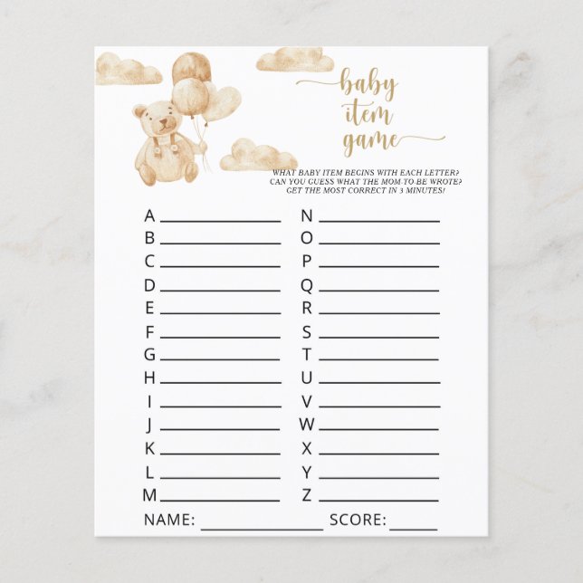 Beer op ballonnen \ Baby Item Game (Voorkant)