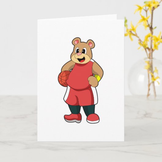 Beer op basketbalsporten kaart (Gele Bloem)