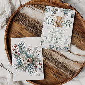 Beer op de weg Botanische salie groen Baby shower Kaart