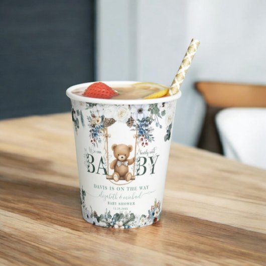 Beer op de weg Flower Greenery Baby shower Papieren Bekers