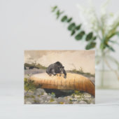 Beer op een Canoe 1895-Vintage Briefkaart (Staand voorkant)