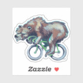 Beer op een groene fiets sticker (Vel)