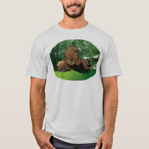 Beer op een logboek t-shirt