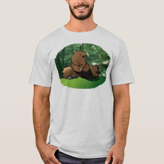 Beer op een logboek t-shirt (Voorkant)