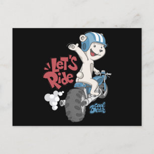 Beer op een motorfiets briefkaart