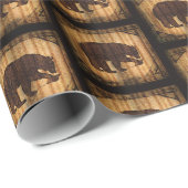 Beer op houttoonachtergrond Masculinaire patroon Cadeaupapier (Rol Hoek)