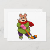 Beer op ijshockey met ijshockeystick briefkaart (Voorkant / Achterkant)