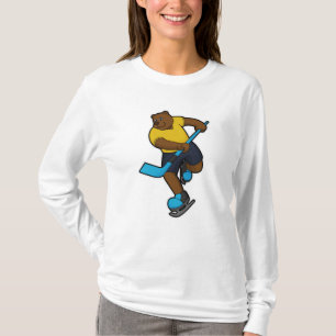 Beer op ijshockey met ijshockeystick t-shirt