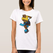 Beer op ijshockey met ijshockeystick t-shirt (Voorkant)