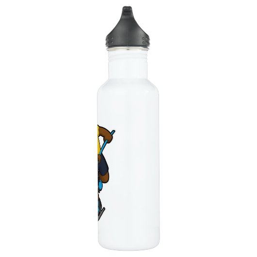 Beer op ijshockey met ijshockeystick waterfles  (Rechts)