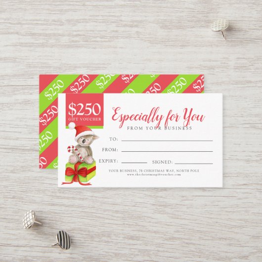 Beer op kerstcadeau $250 cadeaubon kortingskaartje (Voorkant / Achterkant in situ)