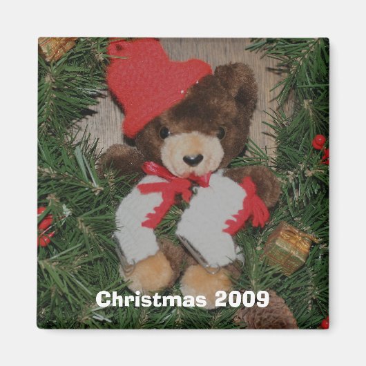 Beer op krans Kerstmagneet Magneet (Voorkant)