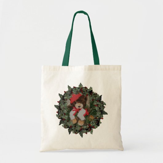 Beer op krans kerstvakantie Canvas tas (Voorkant)