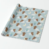 Beer op Moon Baby Boy Wrapping Paper Cadeaupapier (Uitgerold)