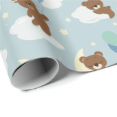 Beer op Moon Baby Boy Wrapping Paper Cadeaupapier (Rol Hoek)