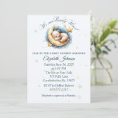 Beer op Moon Baby shower Invitation Kaart (Staand voorkant)