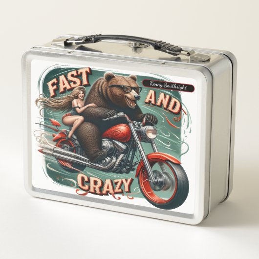 Beer op motorfiets met ruiter (Achterkant)