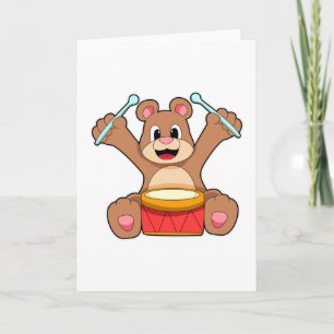 Beer op muziek met trommel kaart