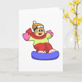 Beer op sneeuwboarden met snowboard kaart (Gele Bloem)