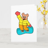 Beer op Snowboard Sports Kaart (Gele Bloem)