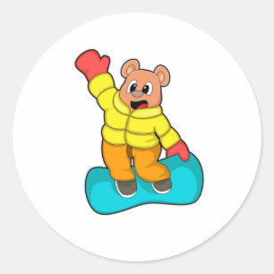 Beer op Snowboard Sports Ronde Sticker