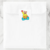 Beer op Snowboard Sports Vierkante Sticker (Tas)