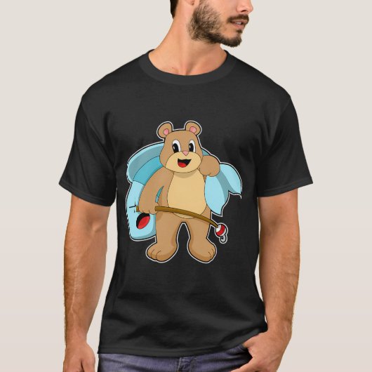 Beer op visvangst met hengel t-shirt (Voorkant)