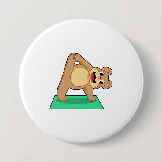 Beer op Yoga Fitness Ronde Button 7,6 Cm (Voorkant)