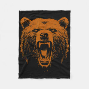 Beer Oranje Boos Grizzly Beer Wandel Camping Kamp Fleece Deken