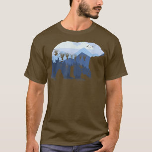 Beer Outline Mountain Range Lover Forest Fan Anima T-shirt
