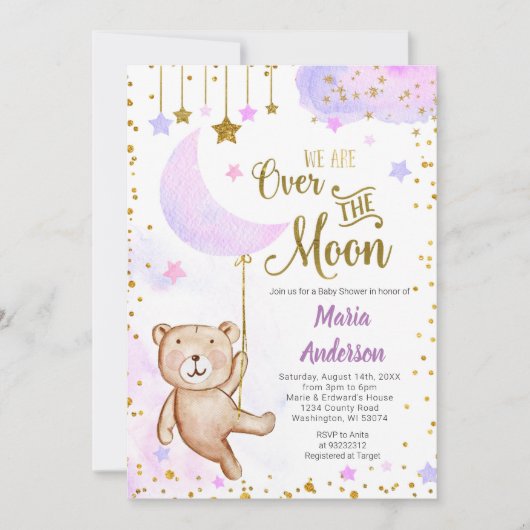 Beer over de uitnodigingen voor het Lila Baby show (Voorkant)