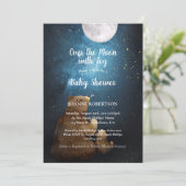 Beer over het maan Baby shower Kaart (Staand voorkant)