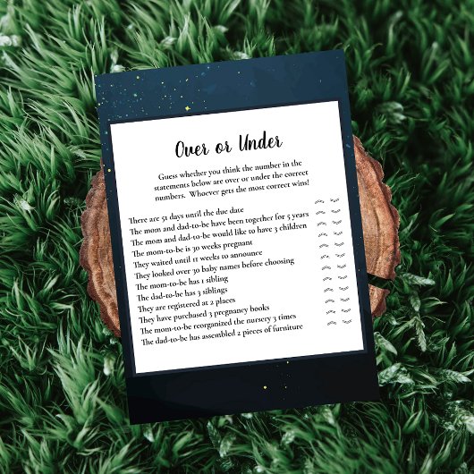 Beer Over- of Onder-babyshower spel Kaart