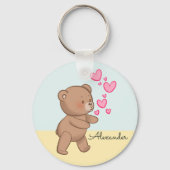 Beer Paar in Liefde Blauw Gepersonaliseerd Sleutelhanger (Achterkant)