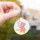 Beer Paar in Liefde Blauw Gepersonaliseerd Sleutelhanger