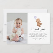 Beer Paarse ballon Foto bedankt Kaart (Voorkant)