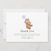 Beer Paarse ballon Hartelijk dank Kaart (Voorkant)