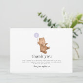 Beer Paarse ballon Hartelijk dank Kaart (Staand voorkant)